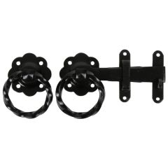 6" Twisted Ring Latch, Black